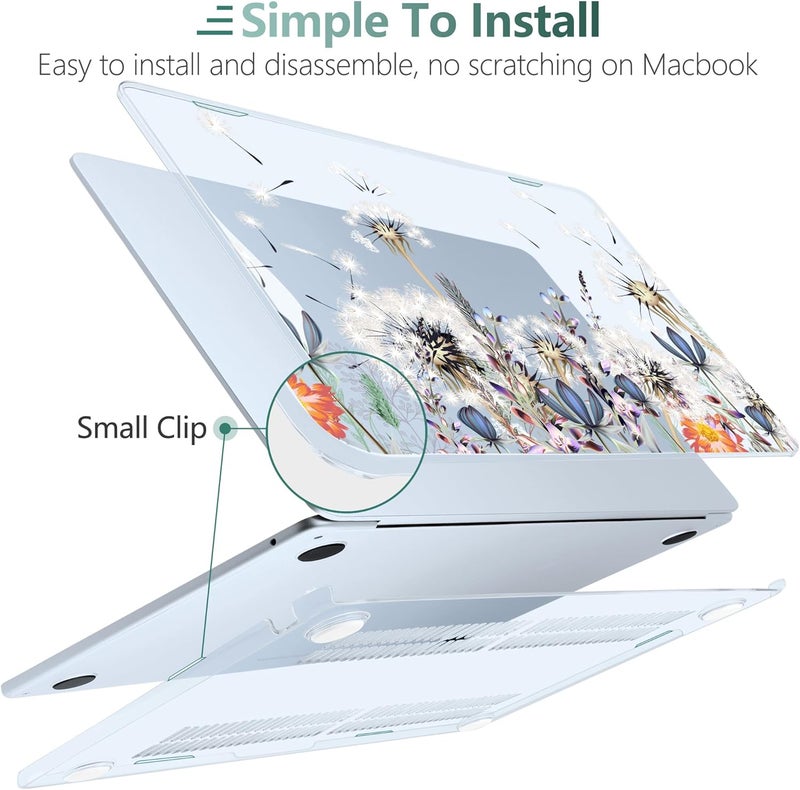 DONGKE for M4 MacBook Air 13.6 Inch Case 2025 2024 2023 2022 Model A3240 A3113 A2681 M3 M2 Chip, Plastic Hard Shell Case Cover with Touch ID for MacBook Air 13 Inch M4 - Dandelion - Image 3